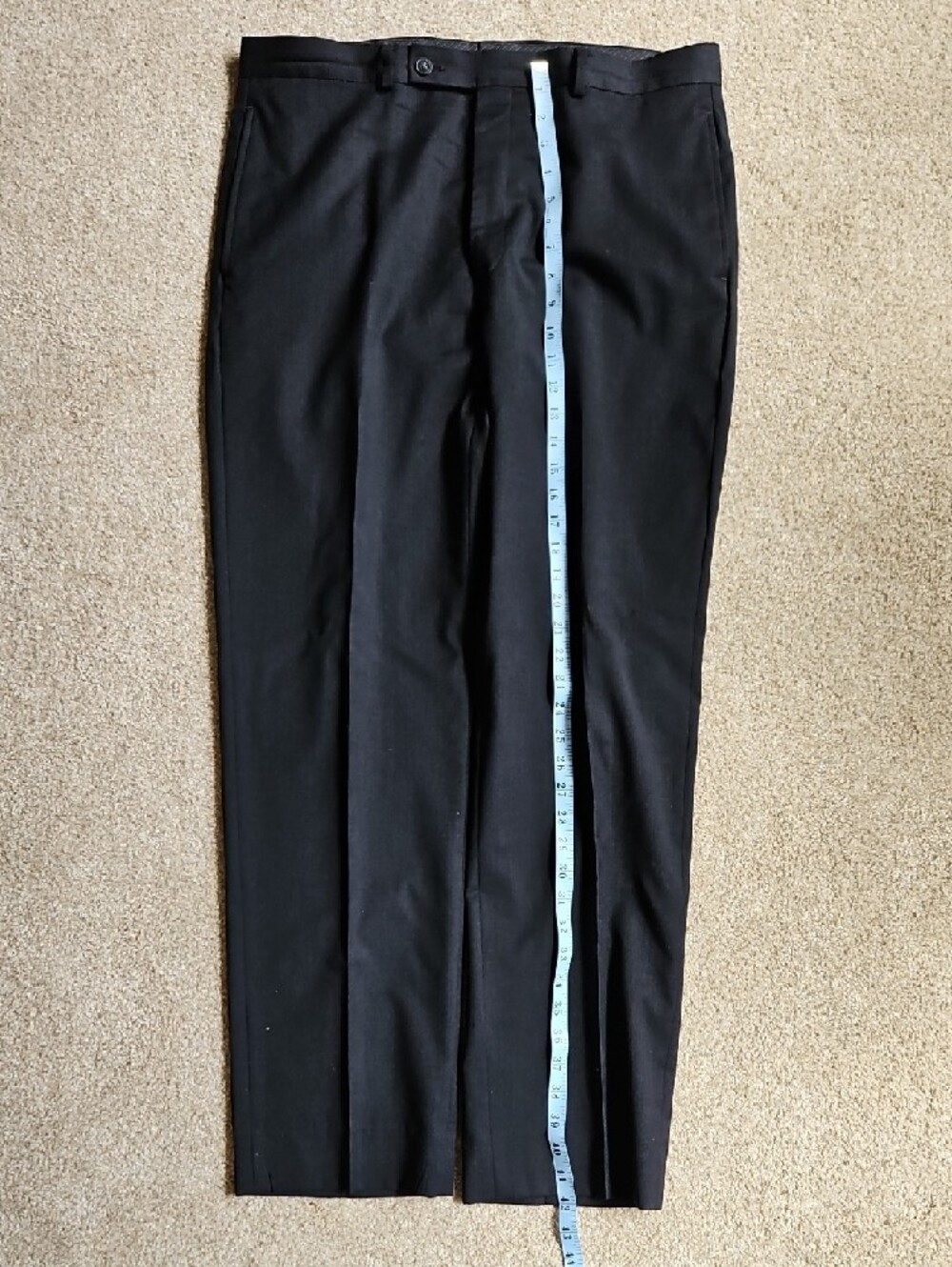 Custom Made Size 36x32 Men's Black Dress Pants Wool With Satin Lining - Picture 10 of 10